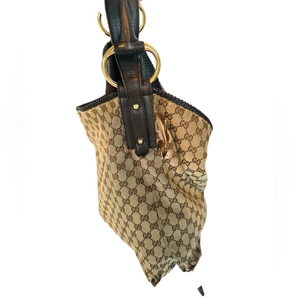 GUCCI VINTAGE LARGE HORSE BIT HOBO BAG - Picture 8 of 14